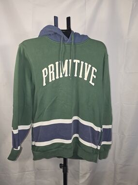 Primitive Green & Blue Colorblock Hoodie with White Lettering